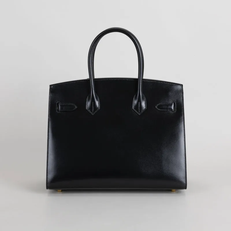 BIRKIN 30 (SELLIER SHAPE) BLACK BOX CALF LEATHER WITH GOLD HARDWARE (GHW) - 3