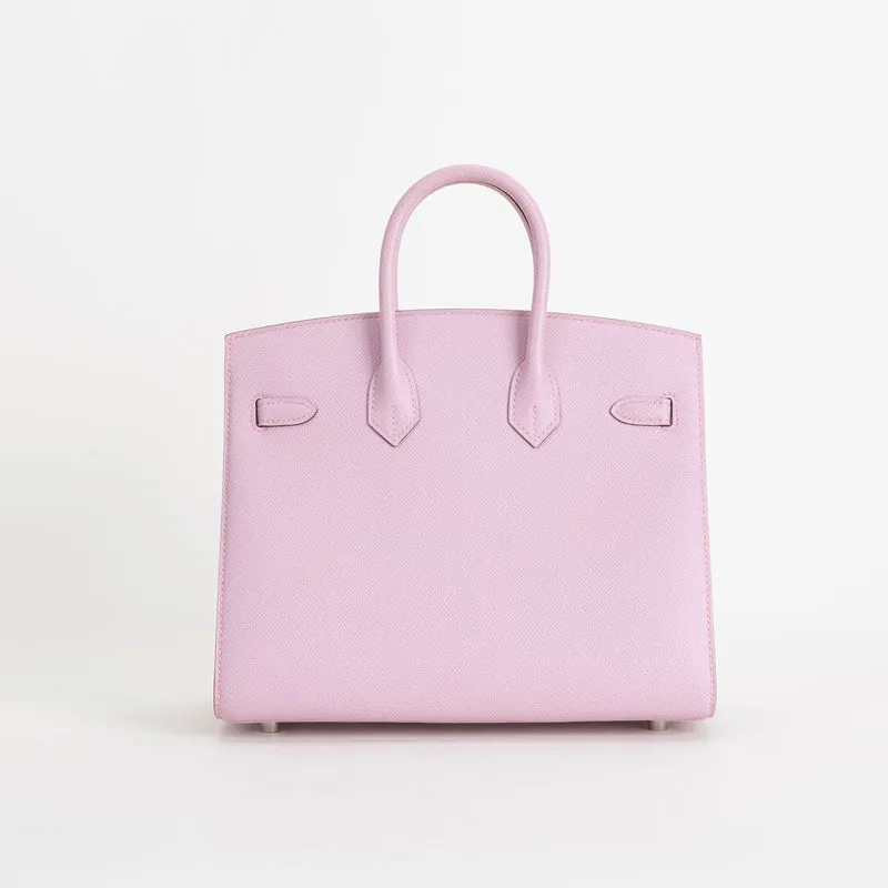 BIRKIN 25 EPSOM LEATHER (SELLIER SHAPE) MAUVE SYLVESTRE WITH PALLADIUM HARDWARE (PHW) - 3
