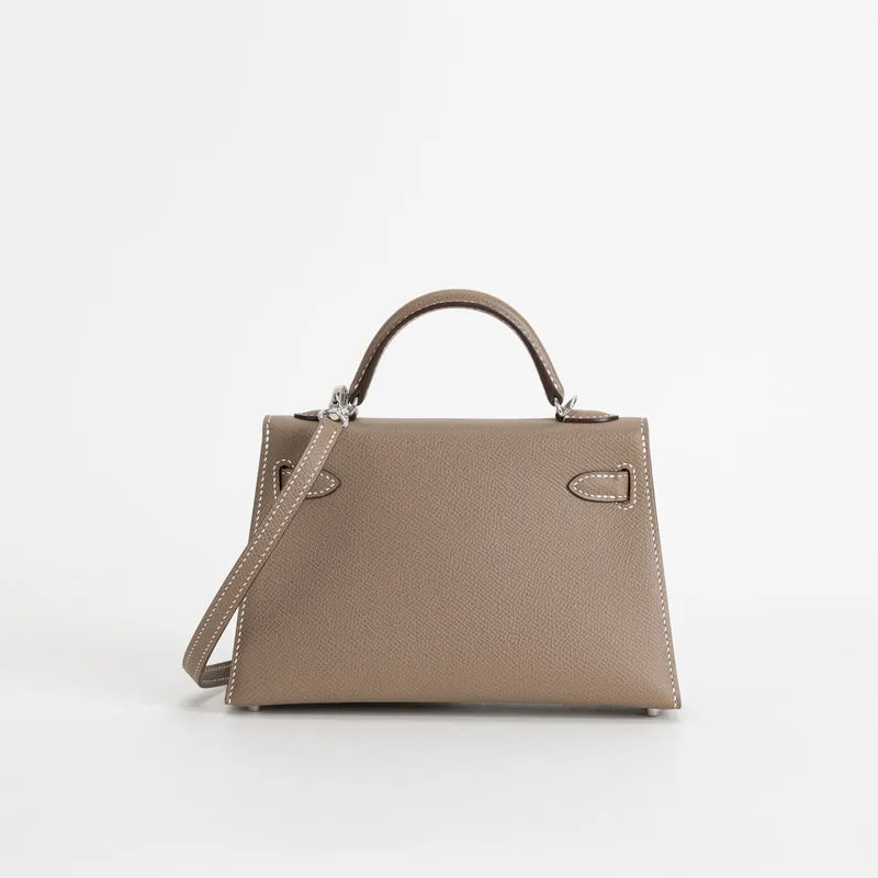 MINI KELLY II (20) EPSOM LEATHER ETOUPE WITH PALLADIUM HARDWARE (PHW) - 4