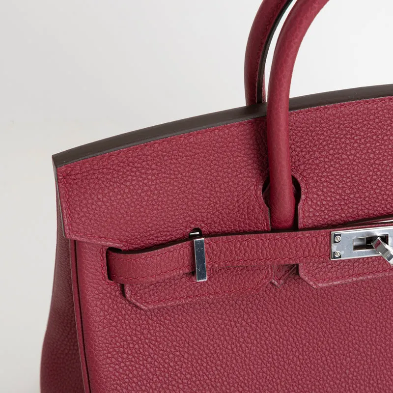 BIRKIN 25 TOGO LEATHER ROUGE GRENAT WITH PALLADIUM HARDWARE (PHW) - 4