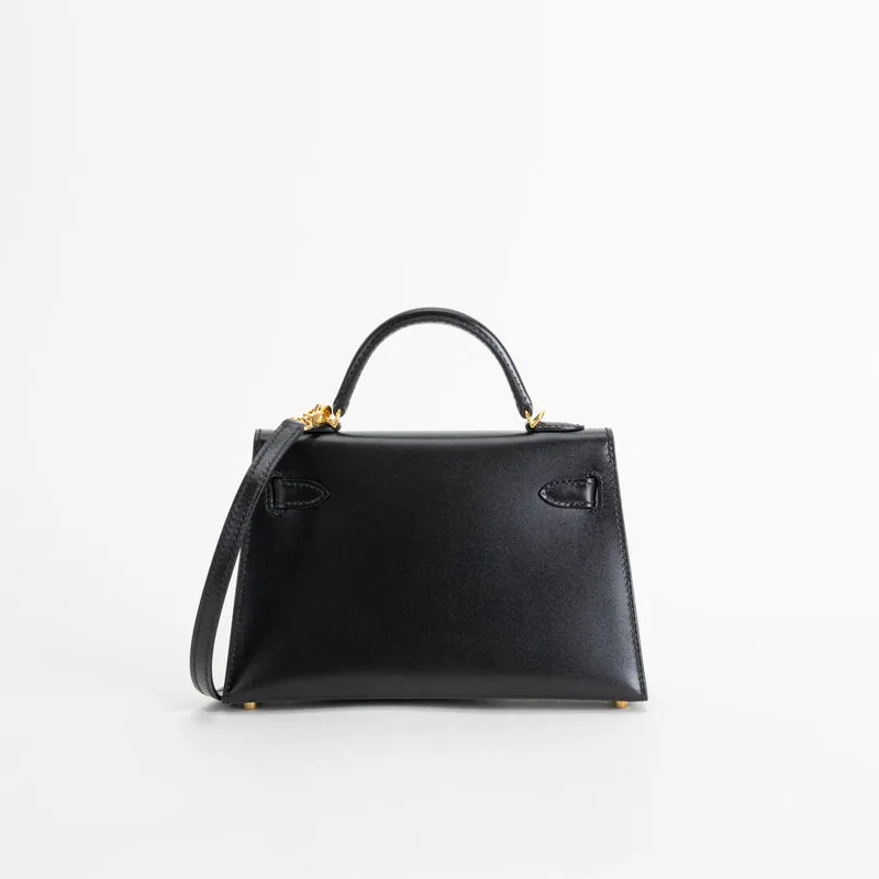 MINI KELLY II (20) BLACK BOX CALF LEATHER WITH GOLD HARDWARE (GHW) - 3