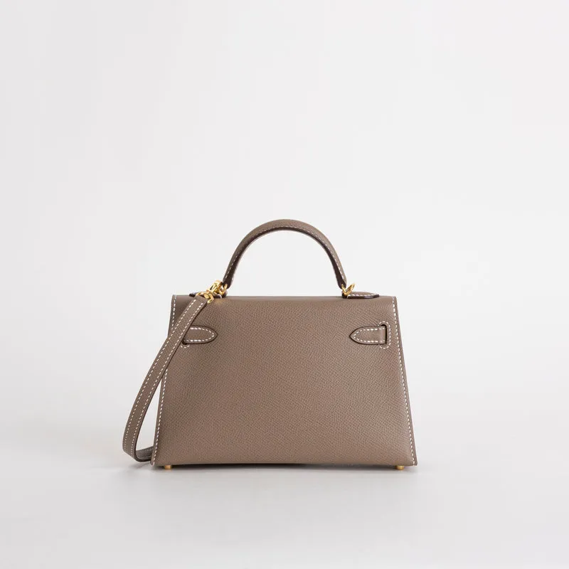 MINI KELLY II (20) EPSOM LEATHER ETOUPE WITH GOLD HARDWARE (GHW) - 3