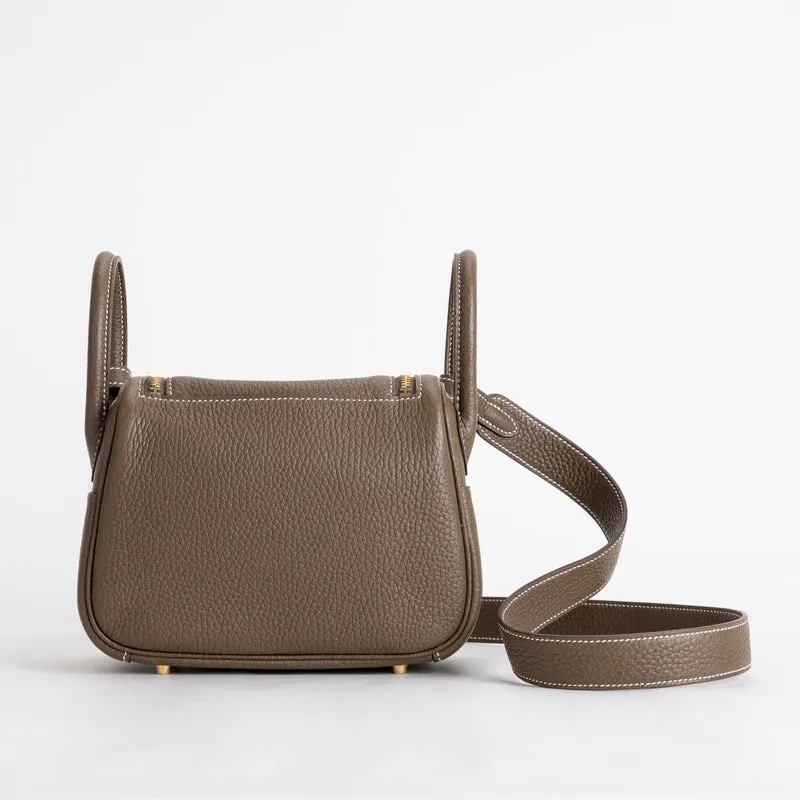 MINI LINDY 20 CLEMENCE LEATHER ETOUPE WITH GOLD HARDWARE (GHW) - 3