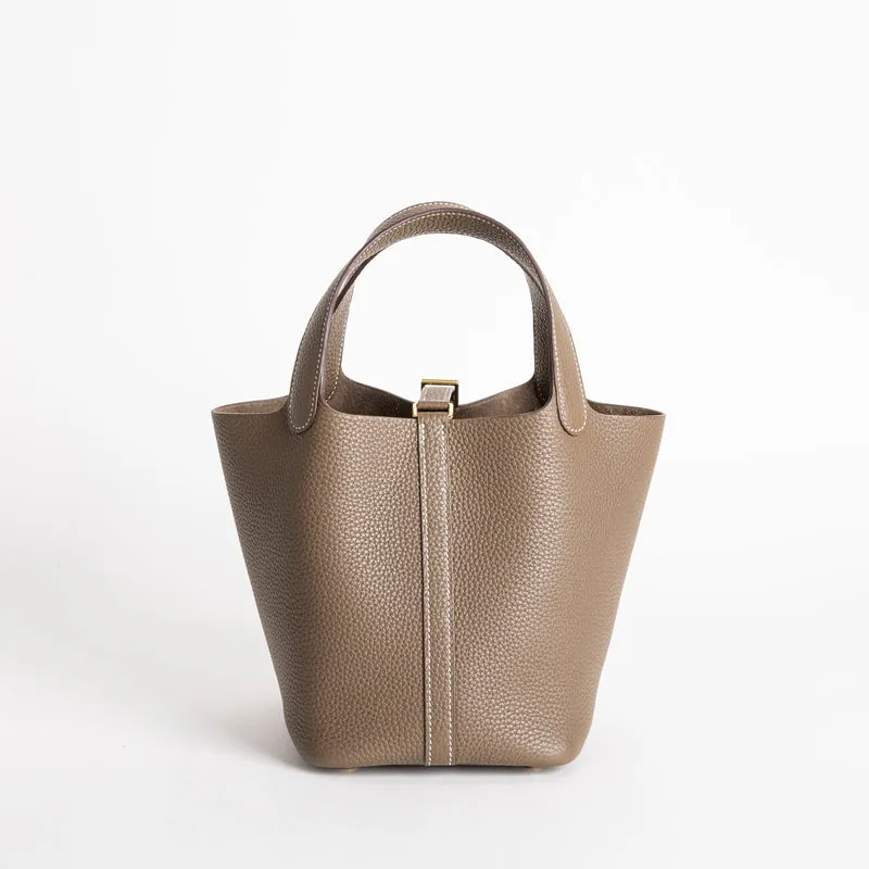 PICOTIN 18 LOCK CLEMENCE LEATHER ETOUPE WITH GOLD HARDWARE (GHW) - 2