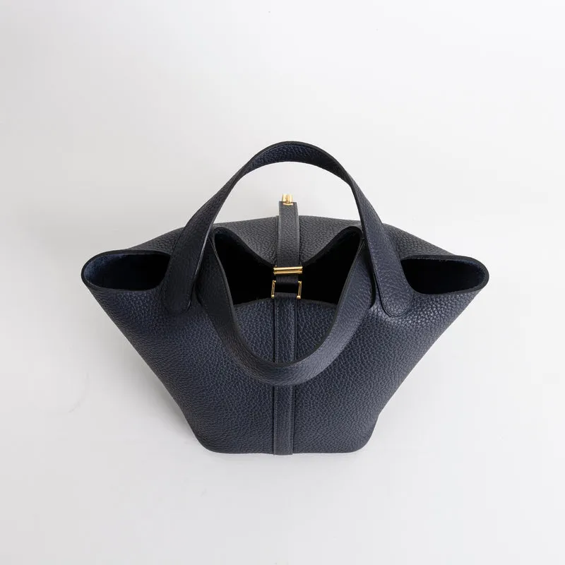 PICOTIN 18 LOCK CLEMENCE LEATHER BLEU NUIT WITH GOLD HARDWARE (GHW) - 3