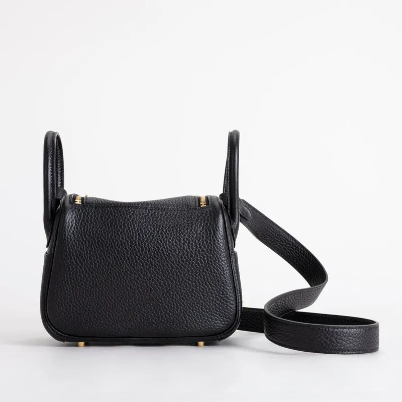 MINI LINDY 20 CLEMENCE LEATHER NOIR (BLACK) WITH GOLD HARDWARE (GHW) - 3