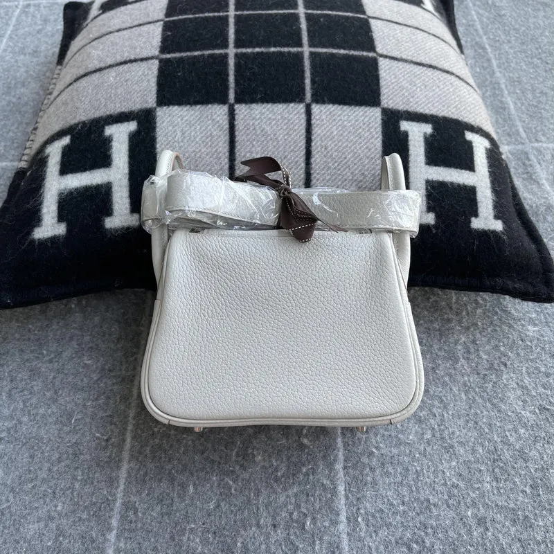 MINI LINDY 20 CLEMENCE LEATHER PEARL GREY WITH PALLADIUM HARDWARE (PHW) - 3