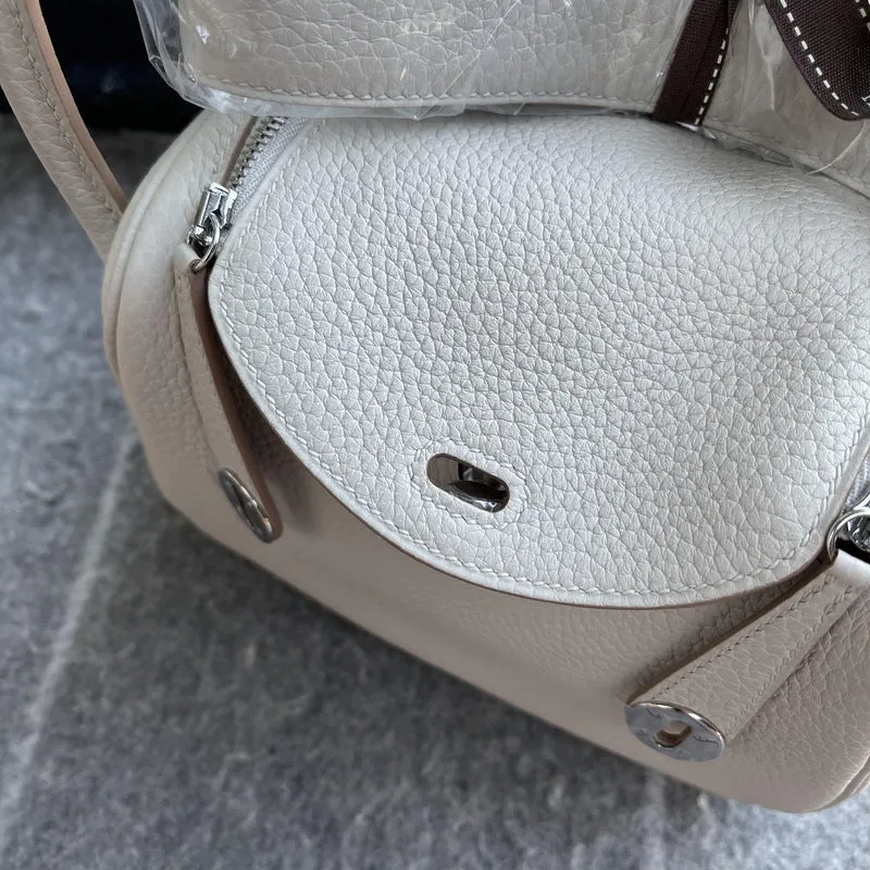 MINI LINDY 20 CLEMENCE LEATHER PEARL GREY WITH PALLADIUM HARDWARE (PHW) - 4