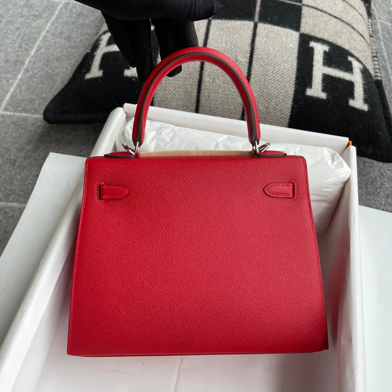 KELLY 25 EPSOM LEATHER ROUGE DE COEUR WITH PALLADIUM HARDWARE (PHW) - 2