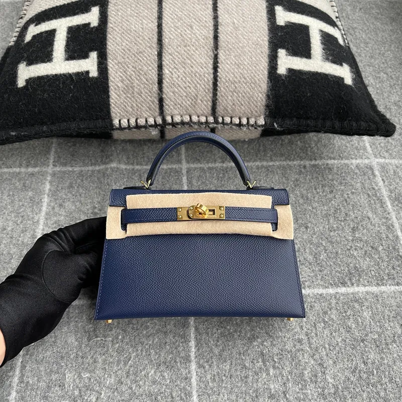 MINI KELLY II (20) EPSOM LEATHER BLEU ENCRE WITH GOLD HARDWARE (GHW) - 1