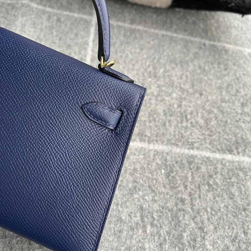 MINI KELLY II (20) EPSOM LEATHER BLEU ENCRE WITH GOLD HARDWARE (GHW) - 8