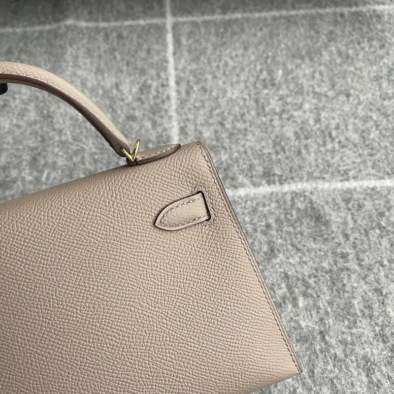 MINI KELLY II (20) EPSOM LEATHER GRIS ASPHALTE WITH GOLD HARDWARE (GHW) - 6