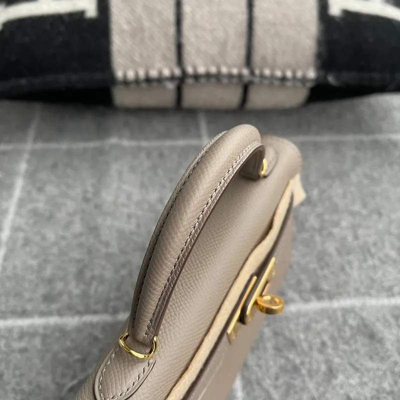 MINI KELLY II (20) EPSOM LEATHER GRIS ASPHALTE WITH GOLD HARDWARE (GHW) - 7