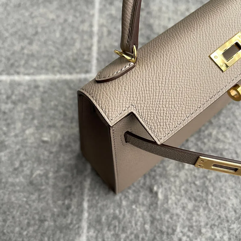 MINI KELLY II (20) EPSOM LEATHER GRIS ASPHALTE WITH GOLD HARDWARE (GHW) - 4