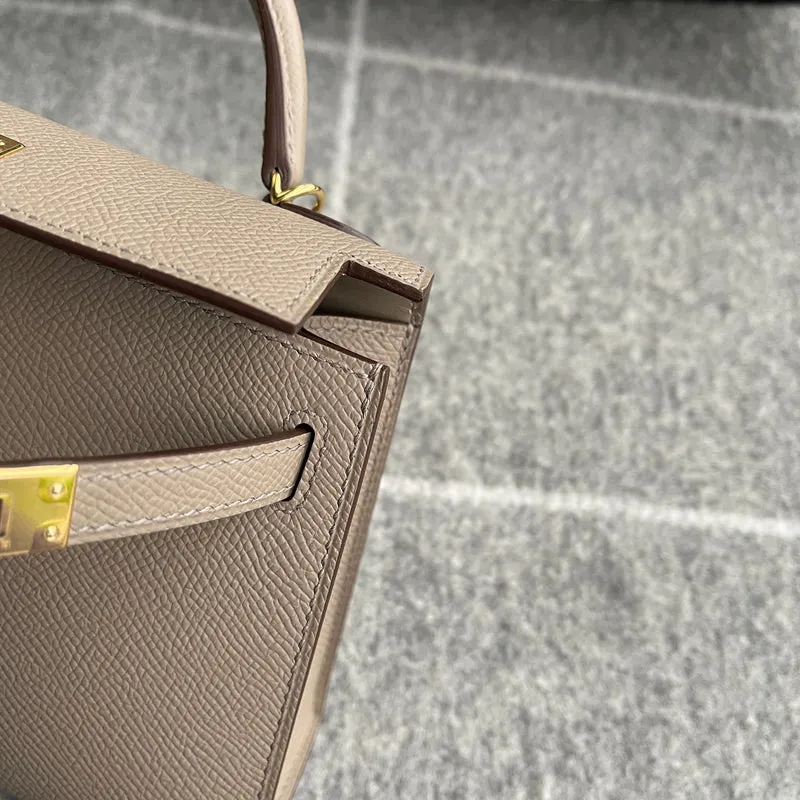 MINI KELLY II (20) EPSOM LEATHER GRIS ASPHALTE WITH GOLD HARDWARE (GHW) - 5