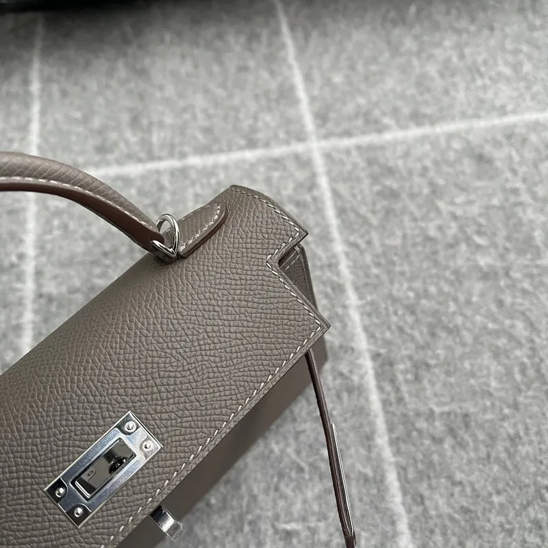 MINI KELLY II (20) EPSOM LEATHER ETAIN WITH PALLADIUM HARDWARE (PHW) - 4