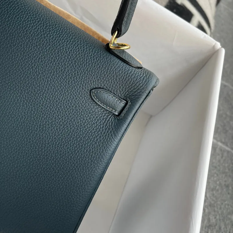 KELLY 25 TOGO LEATHER VERT CYPRES WITH GOLD HARDWARE (GHW) - 4