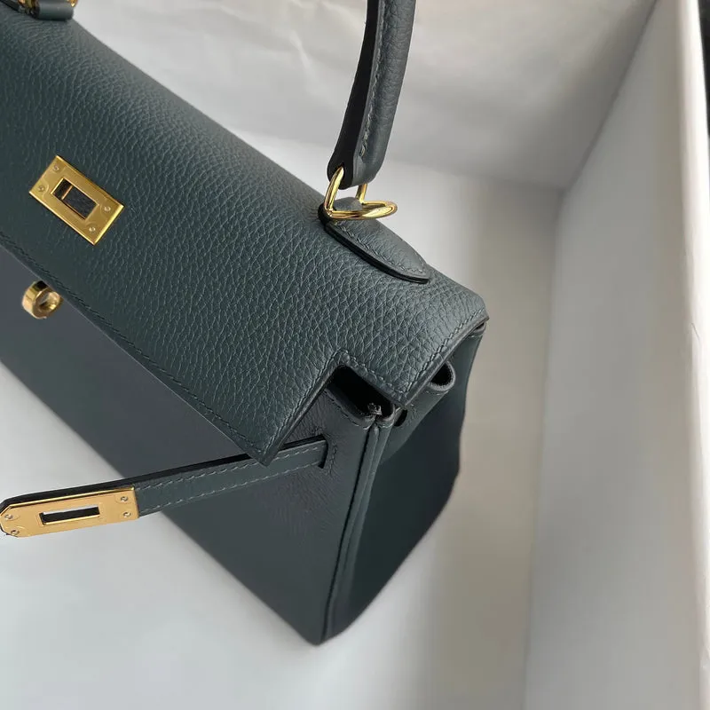 KELLY 25 TOGO LEATHER VERT CYPRES WITH GOLD HARDWARE (GHW) - 3