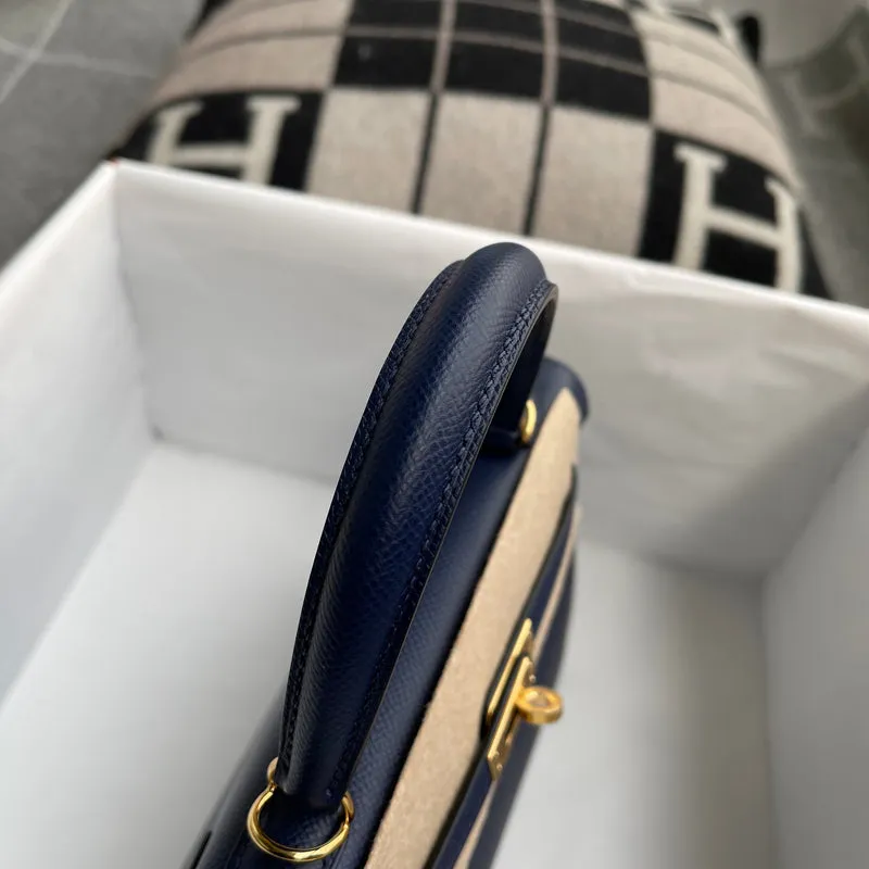 KELLY 25 EPSOM LEATHER BLEU SAPHIR WITH GOLD HARDWARE (GHW) - 4
