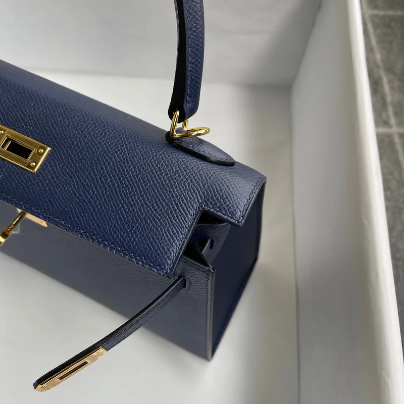 KELLY 25 EPSOM LEATHER BLEU SAPHIR WITH GOLD HARDWARE (GHW) - 3