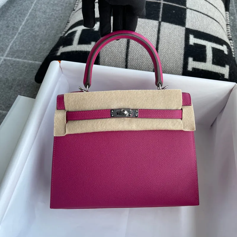 KELLY 25 EPSOM LEATHER ROSE PURPLE WITH PALLADIUM HARDWARE (PHW) - 2