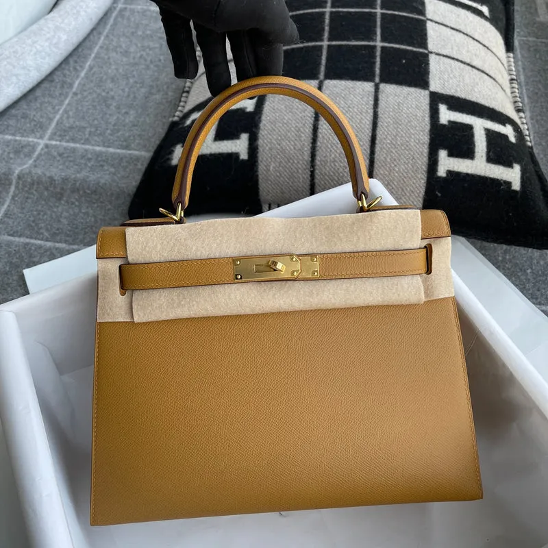 KELLY 28 EPSOM LEATHER SESAME WITH GOLD HARDWARE (GHW) - 2