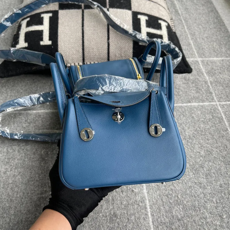 MINI LINDY 20 SWIFT LEATHER BLEU FRANCE WITH PALLADIUM HARDWARE (PHW) - 1