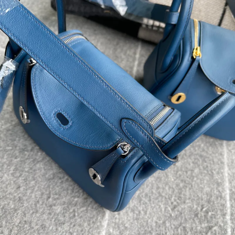 MINI LINDY 20 SWIFT LEATHER BLEU FRANCE WITH PALLADIUM HARDWARE (PHW) - 2