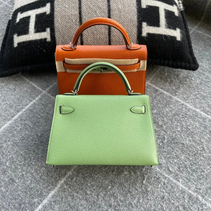 MINI KELLY II (20) CHEVRE LEATHER VERT CRIQUET WITH PALLADIUM HARDWARE (PHW) - 3