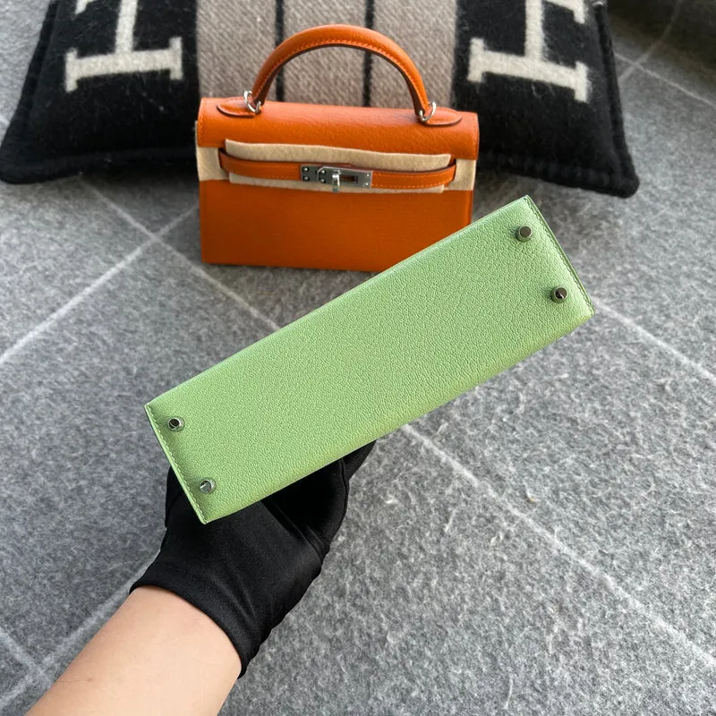 MINI KELLY II (20) CHEVRE LEATHER VERT CRIQUET WITH PALLADIUM HARDWARE (PHW) - 6