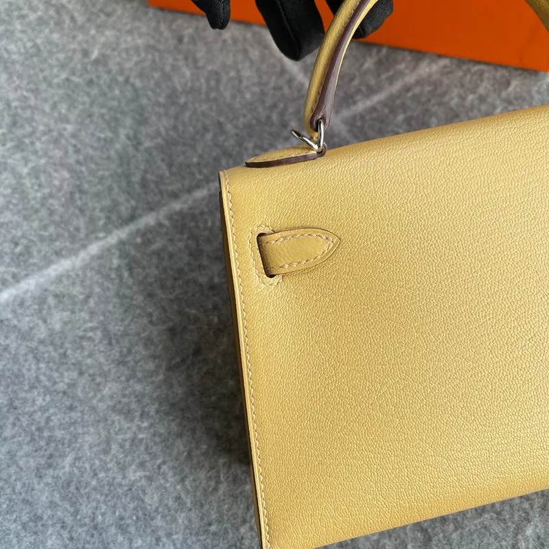 MINI KELLY II (20) CHEVRE LEATHER JAUNE POUSSIN WITH PALLADIUM HARDWARE (PHW) - 7