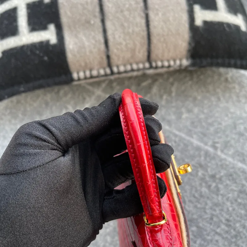 MINI KELLY II (20) SHINY (LISSE) MISSISSIPPIENSIS ALLIGATOR LEATHER BRAISE WITH GOLD HARDWARE (GHW) - 7