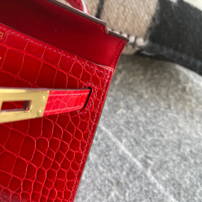 MINI KELLY II (20) SHINY (LISSE) MISSISSIPPIENSIS ALLIGATOR LEATHER BRAISE WITH GOLD HARDWARE (GHW) - 5