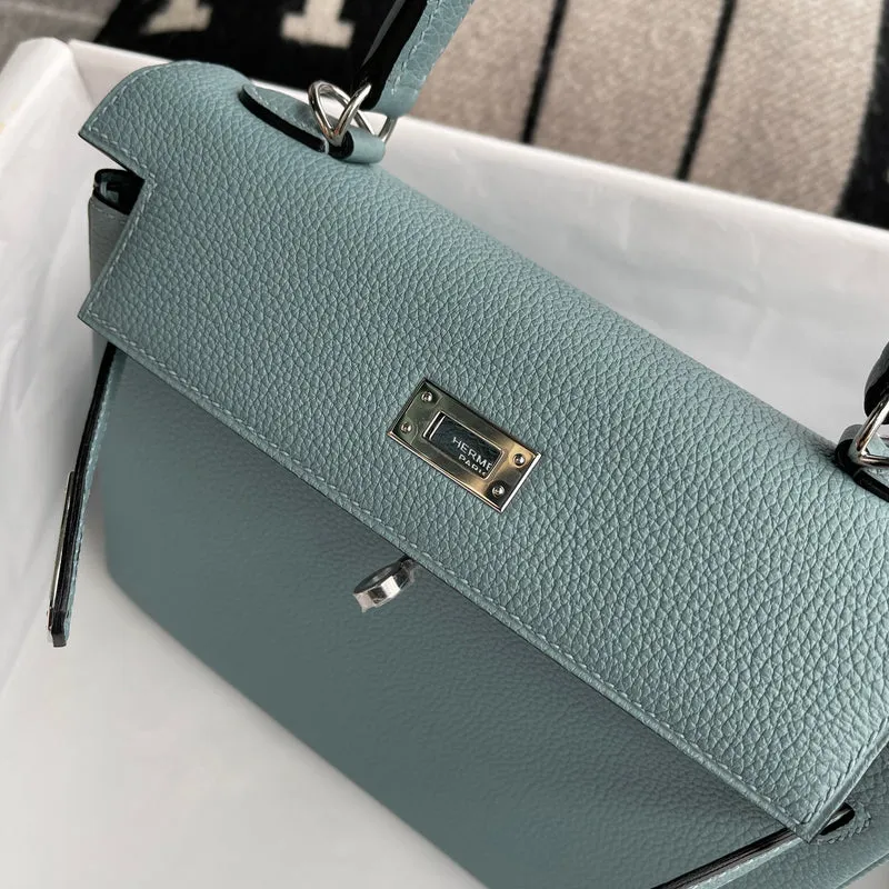 KELLY 25 TOGO LEATHER BLEU CIEL WITH PALLADIUM HARDWARE (PHW) - 3