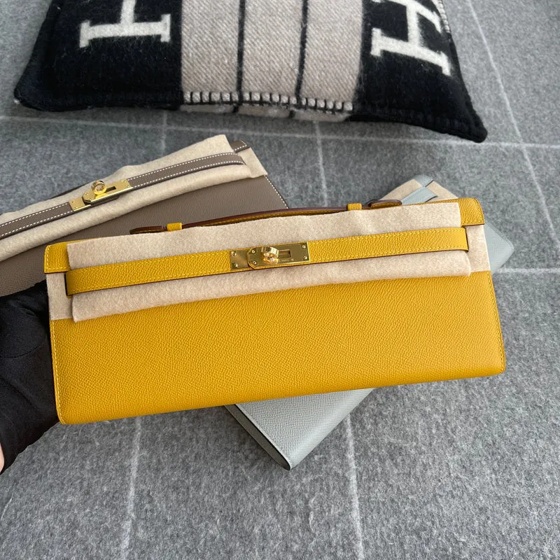 KELLY CUT EPSOM LEATHER JAUNE AMBRE WITH GOLD HARDWARE (GHW) - 2