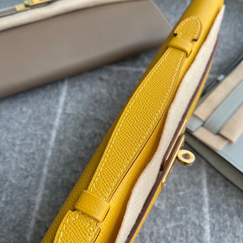 KELLY CUT EPSOM LEATHER JAUNE AMBRE WITH GOLD HARDWARE (GHW) - 4