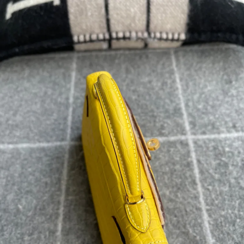 MINI KELLY II (20) MATTE MISSISSIPPIENSIS ALLIGATOR LEATHER MIMOSA WITH GOLD HARDWARE (GHW) - 9