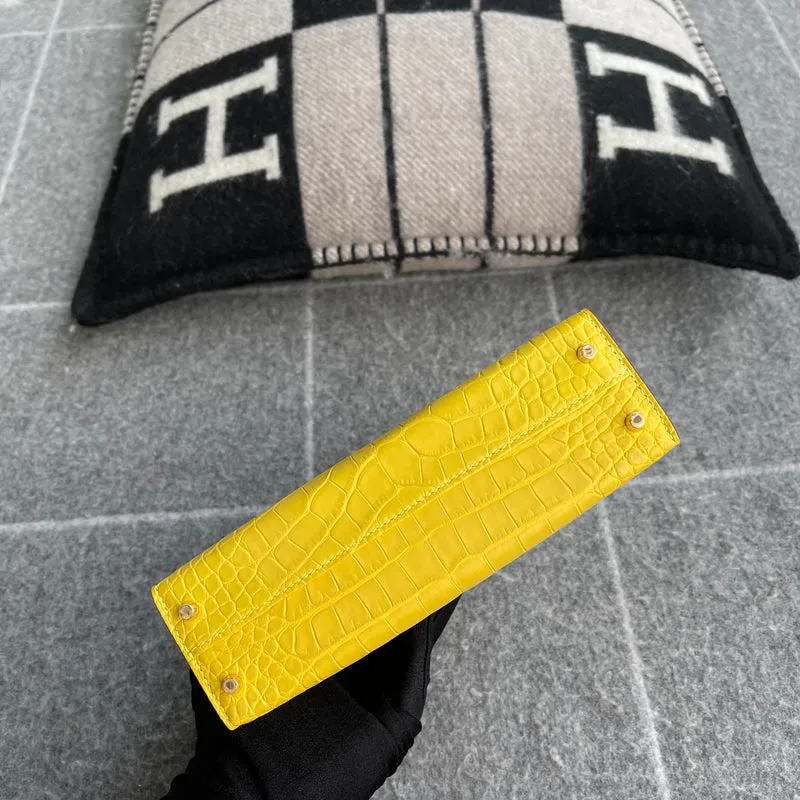 MINI KELLY II (20) MATTE MISSISSIPPIENSIS ALLIGATOR LEATHER MIMOSA WITH GOLD HARDWARE (GHW) - 8