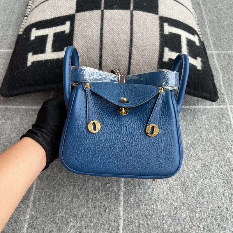 MINI LINDY 20 CLEMENCE LEATHER DEEP BLUE WITH GOLD HARDWARE (GHW) - 2