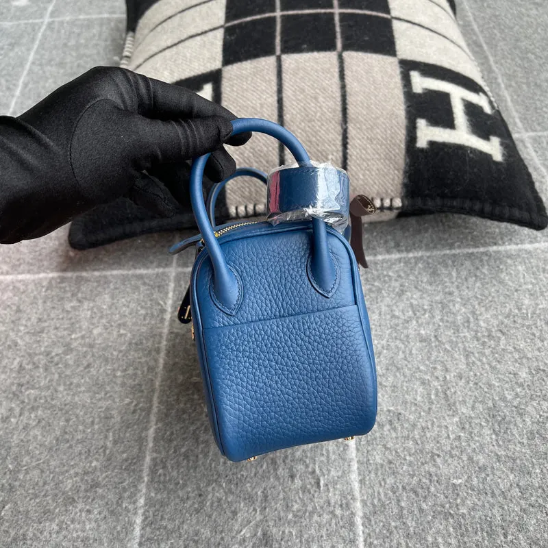 MINI LINDY 20 CLEMENCE LEATHER DEEP BLUE WITH GOLD HARDWARE (GHW) - 4