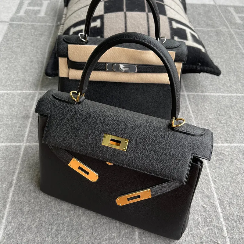 KELLY 28 TOGO LEATHER NOIR (BLACK) WITH GOLD HARDWARE (GHW) - 3
