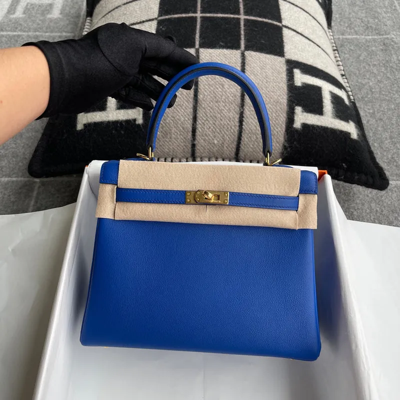 KELLY 25 SWIFT LEATHER BLEU ELECTRIQUE WITH GOLD HARDWARE (GHW) - 2