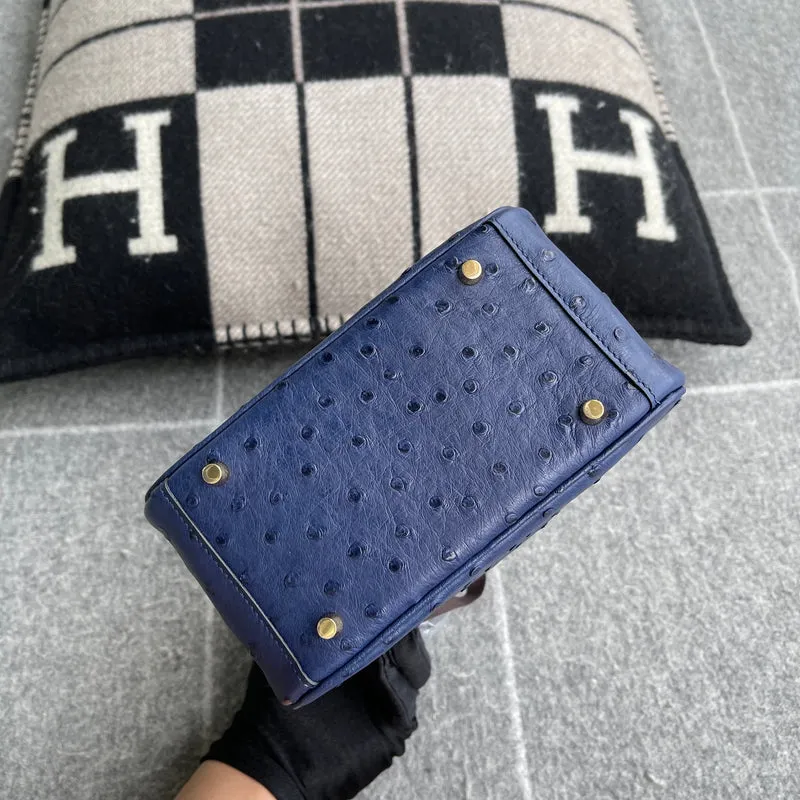 MINI LINDY 20 OSTRICH LEATHER BLUE DE MALTE WITH GOLD HARDWARE (GHW) - 6
