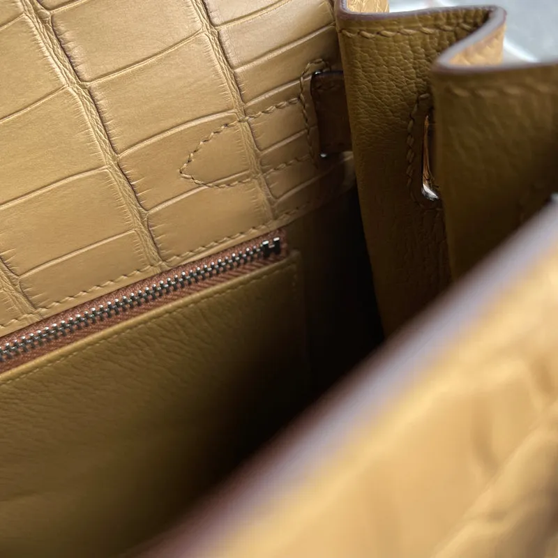 KELLY 28 MATTE MISSISSIPPIENSIS ALLIGATOR LEATHER KRAFT WITH PALLADIUM HARDWARE (PHW) - 10
