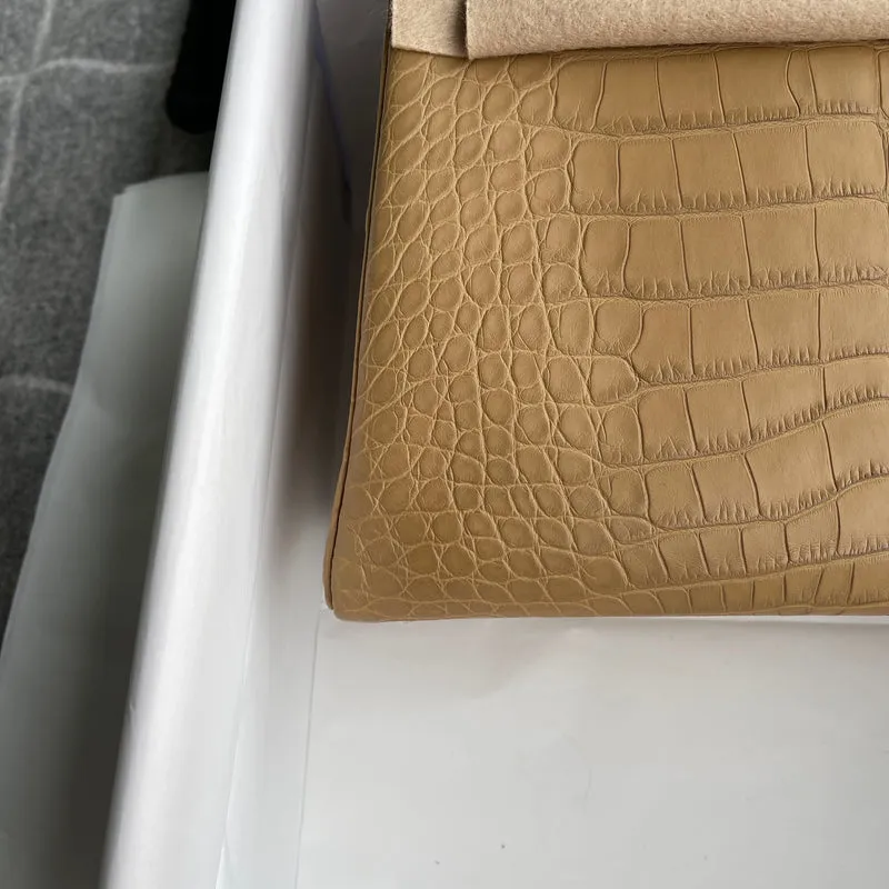 KELLY 28 MATTE MISSISSIPPIENSIS ALLIGATOR LEATHER KRAFT WITH PALLADIUM HARDWARE (PHW) - 11