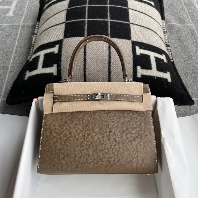 KELLY 25 EPSOM LEATHER ETOUPE WITH PALLADIUM HARDWARE (PHW) - 1