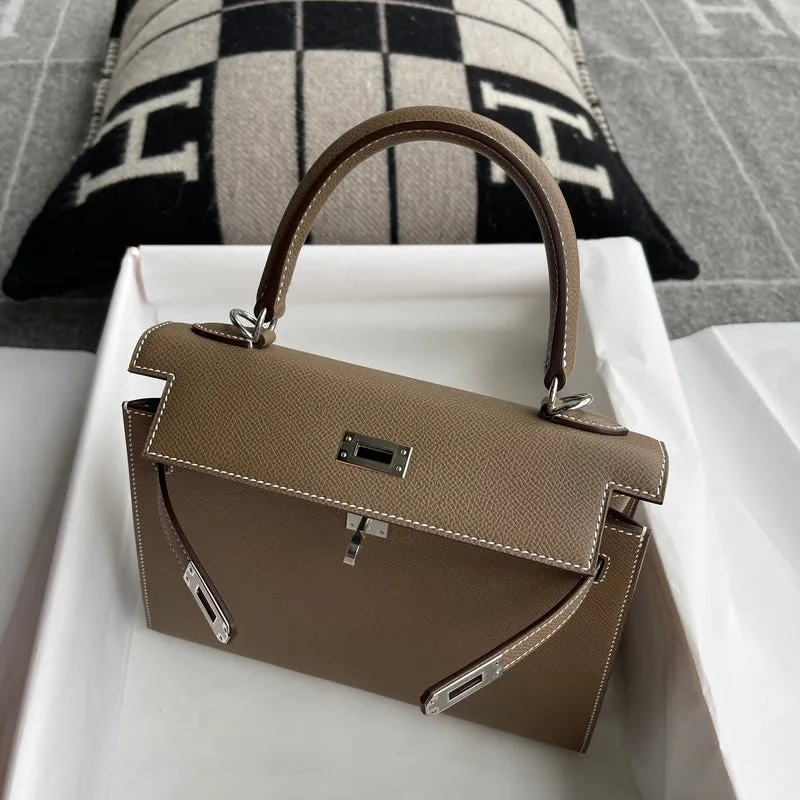 KELLY 25 EPSOM LEATHER ETOUPE WITH PALLADIUM HARDWARE (PHW) - 11