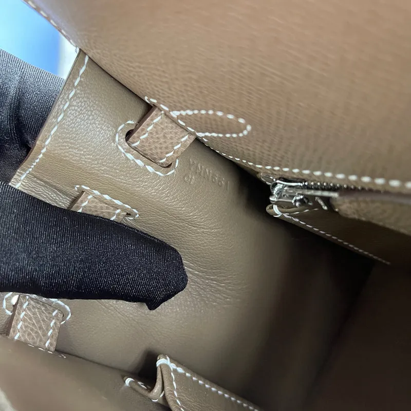 KELLY 25 EPSOM LEATHER ETOUPE WITH PALLADIUM HARDWARE (PHW) - 12