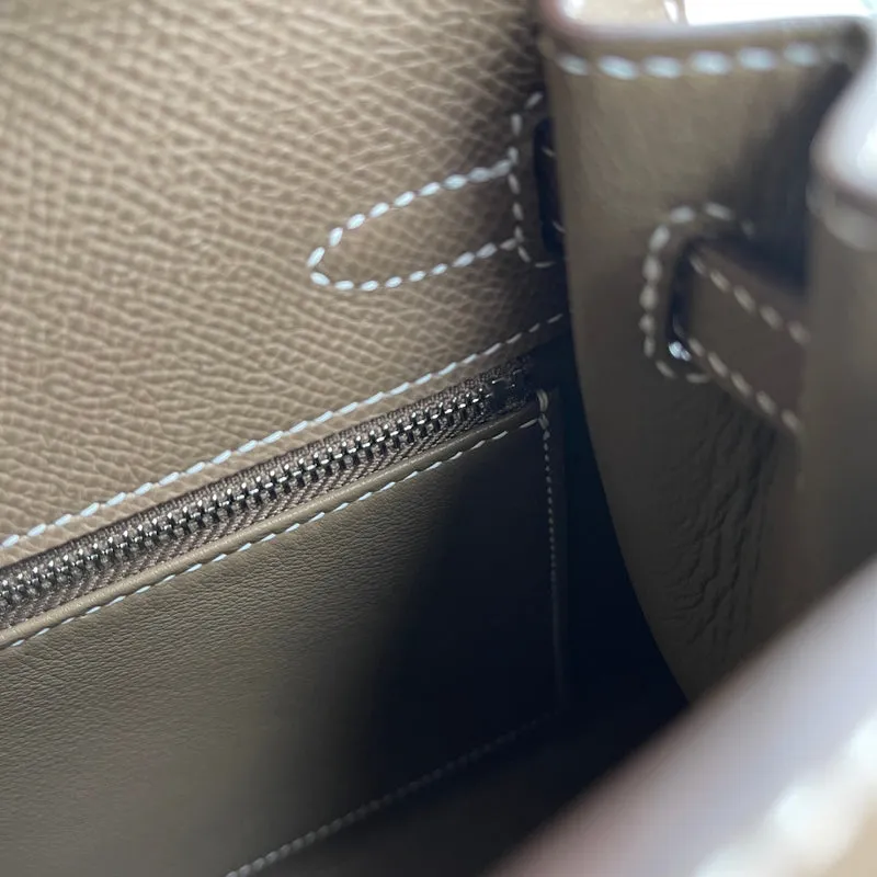 KELLY 25 EPSOM LEATHER ETOUPE WITH PALLADIUM HARDWARE (PHW) - 13