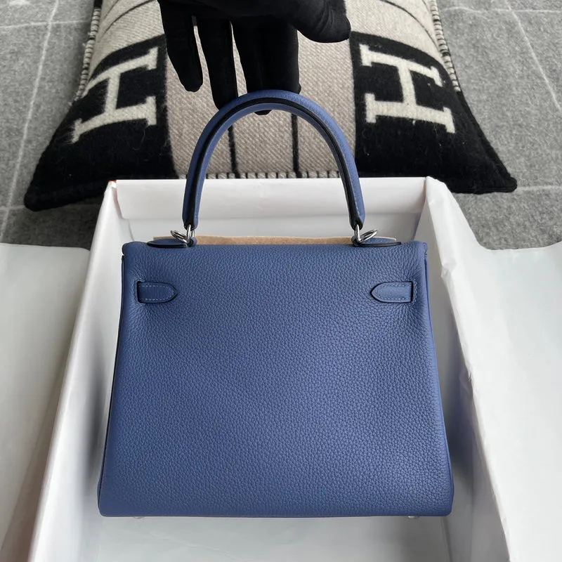 KELLY 25 TOGO LEATHER BLEU BRIGHTON WITH PALLADIUM HARDWARE (PHW) - 2